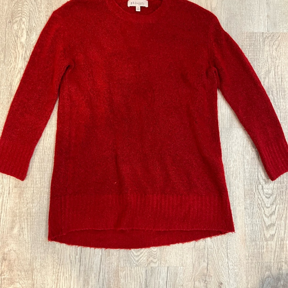 Philosophy Red Crew Neck Sweater with Cozy Knit